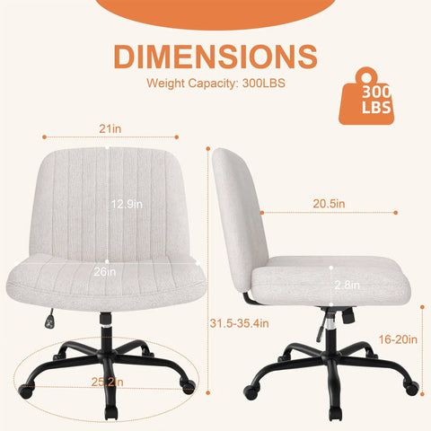 Criss Cross Office Chair With Wheels Armless Swivel Task Chair dimensions and weight capacity