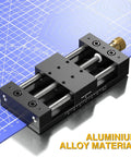 Workhorse 75mm Manual Linear Stage With Sliding Table And Rail Guide, Aluminum Alloy Frame, Anti Backlash Nut, on blue grid mat