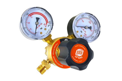 Oxygen Propane Welding Regulators for safe gas control, featuring dual gauges and rear-entry design for accurate pressure monitoring.