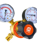 Propane Regulator For Welding Gas Gauges CGA-510 Rear Connector LDP Series Fits Tanks And Hoses shown with dual gauges and adjustment knob