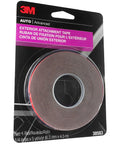 Exterior automotive attachment for moldings, emblems and trim, 1/4 in width x 5 yards length, clear high-strength double-sided weatherproof permanent mounting adhesive, 1 roll.