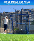 7x7 FT Baseball Softball Hitting Cage With All Angle Containment Metal Frame Elevated Base Central Target Pocket For Batting Pitching And Fielding Includes Storage Bag For Backyard Indoor Outdoor Training