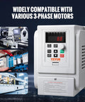 Beefy 3HP VFD Inverter For AC Motors 2.2KW 10A 1 Phase 220V To 240V Input To 3 Phase 220V To 240V Output 0 To 400 Hz Variable Frequency Drive With Soft Start And Slick Speed Control. white VFD inverter for 3-phase motors