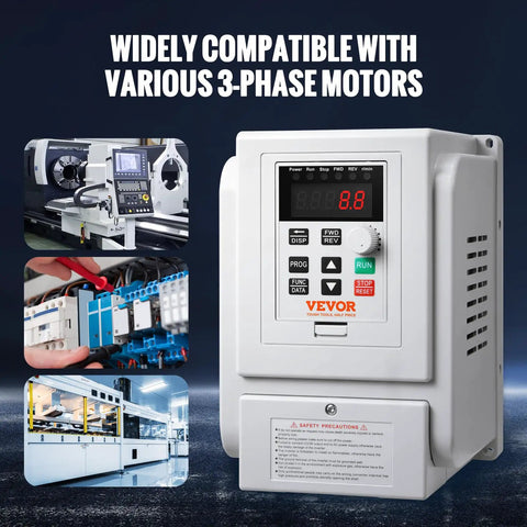 Beefy 3HP VFD Inverter For AC Motors 2.2KW 10A 1 Phase 220V To 240V Input To 3 Phase 220V To 240V Output 0 To 400 Hz Variable Frequency Drive With Soft Start And Slick Speed Control. white VFD inverter for 3-phase motors