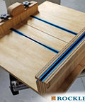 Blue Aluminum T Track 3 Ft for Workbenches, Jigs, and Machine Tables; universal slot rail in woodworking setup