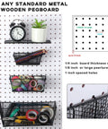 Six Piece Pegboard Baskets Set Wall Mount Wire Pegboard Baskets In Three Sizes Small Medium Large For Tools And Crafts