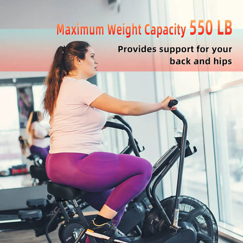 Ultra Wide Memory Foam Bike Seat Cushion For Spin And Exercise Bikes Extra Large 12.6 by 11.4 by 4.7 Inches Thick Cushioned Saddle With Soft Durable Cover Non Slip Red Great For Long Rides on indoor exercise bike