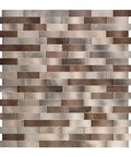 Metal Mosaic Tile Backsplash Peel And Stick Easy DIY Oblong 12x12 Inch Sheets In Coffee Copper Brown Mix close-up view
