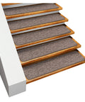 Skid Resistant Carpet Stair Treads Set Of 15 Pebble Gray 8 Inches By 23.5 Inches With Non Slip Rubber Backing on wooden stairs