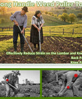 2 In 1 Weed Remover Tool With Long Handle used by farmers in a field, showing ease of use and ergonomic benefits.