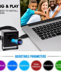 Mini Aluminum USB Security Camera With 170 Degree Wide Fisheye Lens 5MP HD connected to laptop, showing plug and play feature