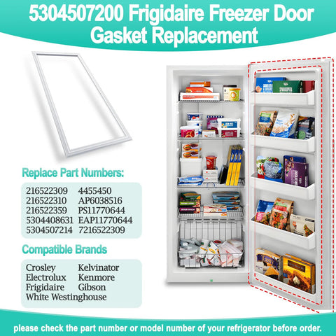 Refrigerator door gasket replacement kit, white, shown installed on an open fridge.