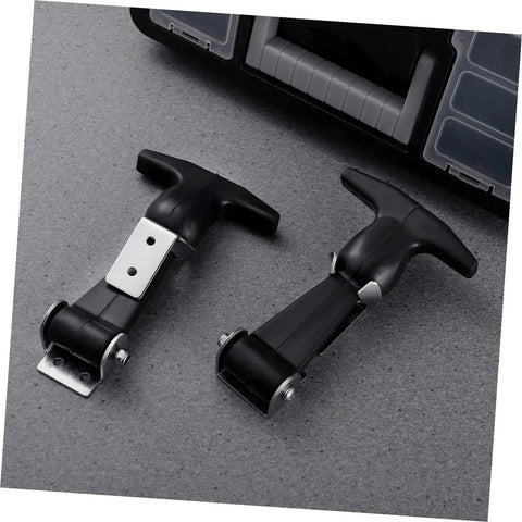 Stainless Steel T Handle Latches With Rubber Grip, Heavy Duty Tool Box And Truck Hood Latch, Dual Pack on grey surface