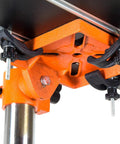 Drill Press Table With Adjustable Fence And Stop Block For Expanded Work Surface, 24 By 12 Inch Platform, mounting clamps detail