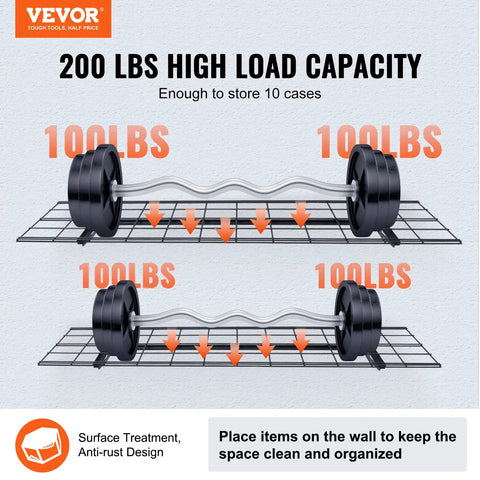 Heavy Duty Wall Mounted Garage Shelving 2 Pack Black Steel Floating Storage Racks For Workspaces Sheds And Garages Tough As Nails 400 Lb Capacity Real Deal Tool Organizer