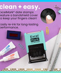 Kick Up Your Mail Sorting Game With This Heavy Duty Self Inking Date Stamp That Delivers Crisp Blue And Red Dates Onto Documents And Lets You Swap In Custom Lines For Zero Hassle Paperwork Processing featuring a teal self-inking date stamp.