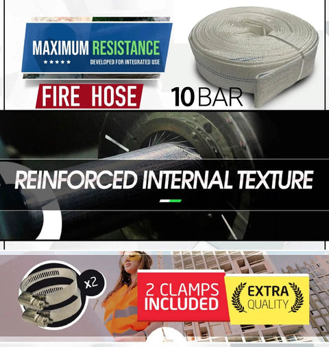 Heavy Duty 4 Inch Fire Hose 100 Ft Roll White With Red Or Blue Stripe 100 Percent Polyurethane Clothlike Construction