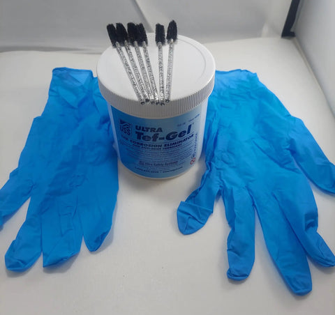 Marine Grade Anti-Corrosion And Anti-Seize Lubricant In A 16oz Bottle with brushes and gloves included in application kit
