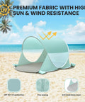 Go To Easy Pop Up Beach Shelter For 1 To 2 People With UPF Fifty Plus UV Protection Set Up In Seconds Self Pitching on beach
