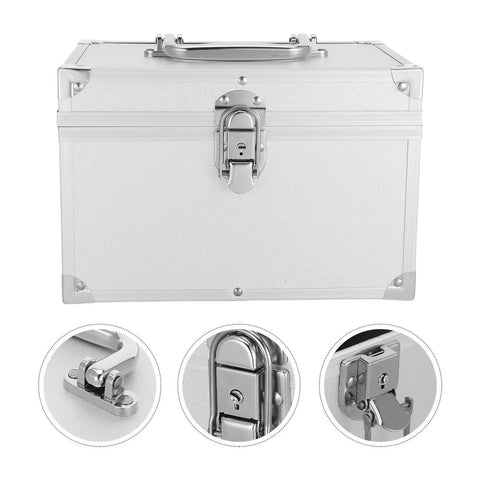 Heavy Duty Kickass Portable Aluminum Toolbox Featuring Reinforced Double Layer Storage And Secure Locks front view with ergonomic handle and lock.
