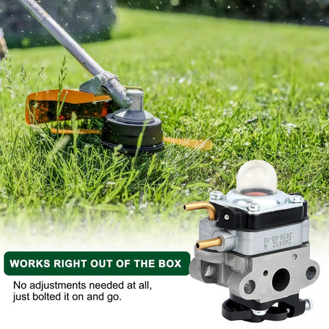 Carburetor Kit For Ryobi 25cc Gas String Trimmer RY251PH RY252CS RY253SS RY254BC Replacement Part For 2 Cycle Weedeater Tools shown in use.