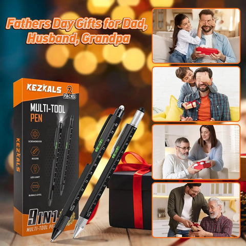 9 In 1 Multitool Pen Set For Dad And Husband, Dope Gadget Gift For Fathers Day From Daughter Or Wife, Handy DIY Tools shown in gift box.