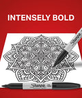 Fine Tip Permanent Markers Black 12 Pack Quick Drying Fade Resistant Multi Purpose Ink For Paper Plastic Wood Metal used for detailed mandala art.
