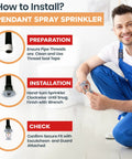 Installation guide for Top Grade Chrome Fire Sprinkler Head And Horizontal Pendant Spray Kit Featuring 1/2 Inch Npt Connections.