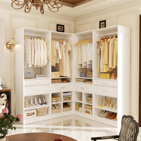 Extra Large Modular Closet System With Six Rock Solid Drawers And Versatile Hanging Rods Adjustable Shoe Rack Plus Cube Storage No Sweat Setup Big Time Organization White Wardrobe Tower For Home