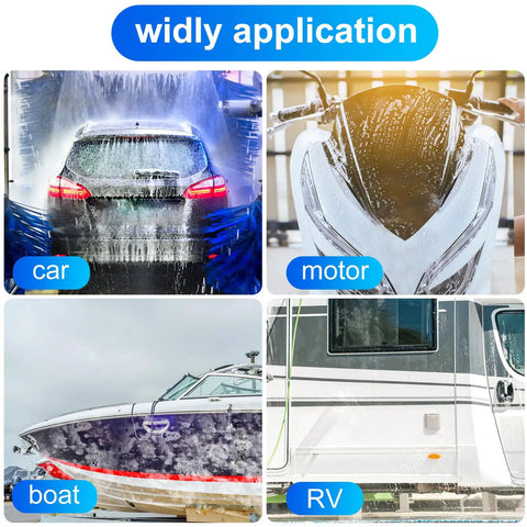 Two Pack Car Wash Brush Heads With Soft Detailing Bristles For Exterior Cleaning Of Auto Truck RV Boat Camper And More Flow Through Design Reaches Every Nook Gentle On Paint Safe On Wheels 10 Inch Blue used on car, motor, boat, and RV