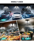 8 Pack Ultra Bright 120W LED Garage Light Bulbs, 12000 Lumens, 6500K Daylight illuminating garage, shop, and basement spaces