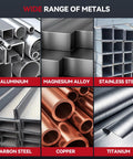 Collage of metals for use with Beast 7 In 1 TIG Welder AC DC 200A With Pulse For Aluminum Welding 110 Volt And 220 Volt