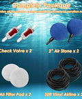 All In One Pond Aerator Kit With Check Valves Air Stones And Airline Tubing For Outdoor Ponds Up To 1000 Gallons No Fuss Easy Setup