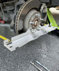 Heavy Duty Toe Alignment Tool Plates With Tape Measures Stainless Steel Wheel Alignment Plate Upgrade installed on wheel