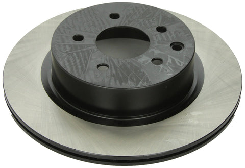 Centric Premium rear brake rotor front view: silver braking surface with black hub, 5-bolt pattern