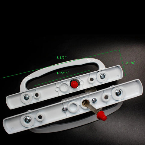 Patio Door Handle Set For Mortise Locks 3 15 16 Inch Hole Spacing Right Or Left Handed White Sliding Door Hardware Keyed Lock