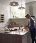 Spot Resist Stainless Modern Deck Mounted Kitchen Soap Dispenser With Above The Sink Refillable Bottle For Easy Refill And Clean Look Built To Last And Sleek Kitchen Accessory With Warranty in modern kitchen setting