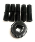 Heavy Duty Upgraded Module 10 Gear Set Made From Precision Hardened Steel, featuring a central gear and six black modules.