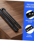Bottom Mount Drawer Slides 2 Pack Full Extension Silent Rails For Dressers Cabinets And Kitchen Replacement Drawer Runners Heavy Duty Built To Glide Smoothly And Quietly, black steel