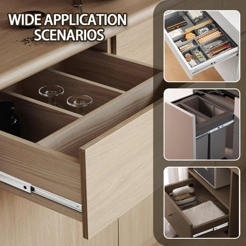 Heavy Duty 12 Inch Metal Drawer Slides With Ball Bearing Smooth Rolling Rails in various cabinet and dresser applications