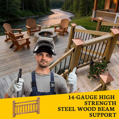 Step Up Your Outdoor Setup With These Real Deal Heavy Duty 30 Degree Stair Railing Brackets Concealed U Shape Connectors Black Hidden Hardware Fits 2 By 4 Lumber Strong Deck Hold in a wooden deck setting.