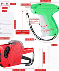 Big Batch Clothing Price Tag Kit With Garment Label Applicator Parts Ink Rollers Plastic Barbs And Paper Tags For Retail Store Tagging And Boutique Setup No Sweat, showing tag applicator gun and accessories.