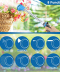 Heavy Duty 18 Inch Metal Watering Wand For Garden Hose With Thumb Control And 8 Spray Patterns Long Reach Sprayer illustration.