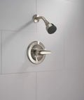 Single-Handle Shower Faucet Trim Kit With Single Spray Touch-Clean Shower Head Brushed Nickel Finish Valve Not Included