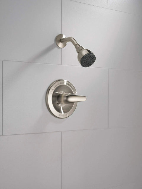 Single-Handle Shower Faucet Trim Kit With Single Spray Touch-Clean Shower Head Brushed Nickel Finish Valve Not Included