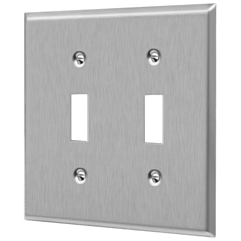 Stainless Steel Wall Plate For Toggle Light Switch 2 Gang 4.50 In By 4.57 In Built To Last Corrosion Resistant Cover For Rotary Dimmers And Lights