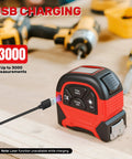 2 In 1 Digital Laser Tape Measure With 196ft Laser Distance And 16ft Manual Tape USB Rechargeable For Long Distance Measuring On Job Sites Home Renovation And Warehouses, USB charging
