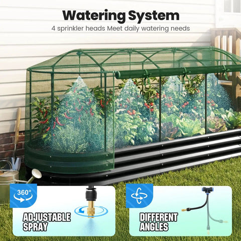 Self Watering Raised Garden Bed Kit With Mesh Cover Large Oval Galvanized Outdoor Planter For Vegetables Herbs And Flowers