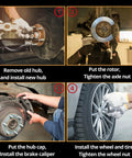 Installation process of Rear Wheel Bearing Hub Assembly For Ram ProMaster 1500 2500 3500 Fits 2014 2019. Steps include hub and rotor.