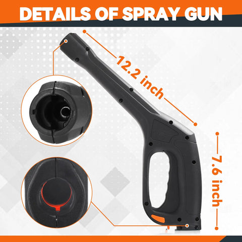 High Pressure Washer Spray Gun Replacement With Dual Lock Safety System details and dimensions